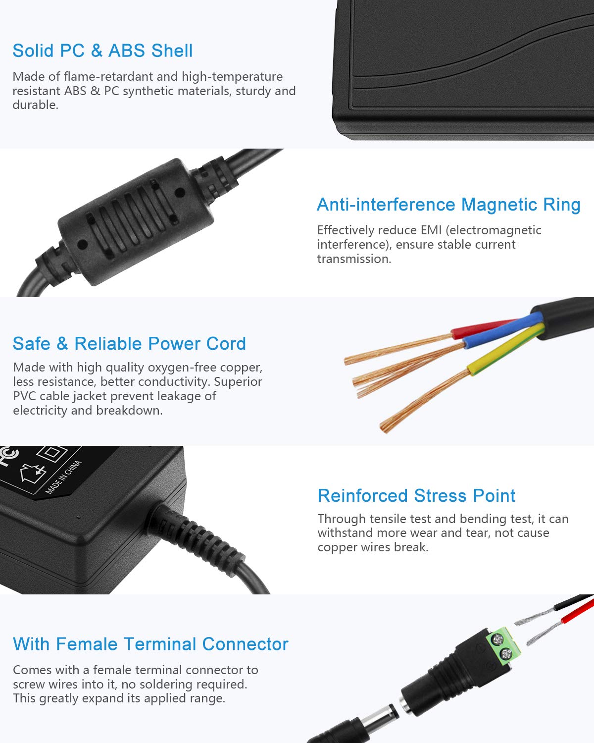 ALITOVE 5V power supply for security systems with robust protection features.
