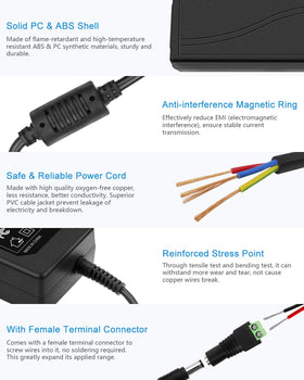 ALITOVE 5V power supply for security systems with robust protection features.