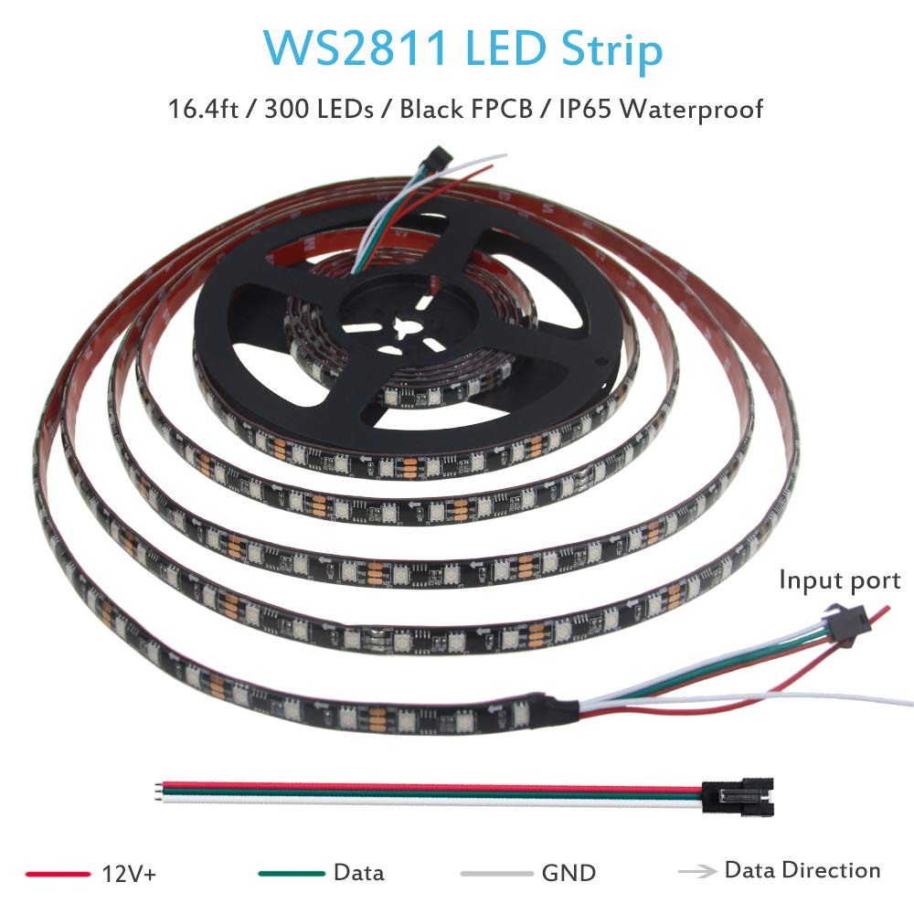 ALITOVE WS2811 LED strip laid out as a 5m run for programmable lighting effects