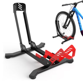 ALIXUEQIN bike stand floor front view showing three-point support for secure parking