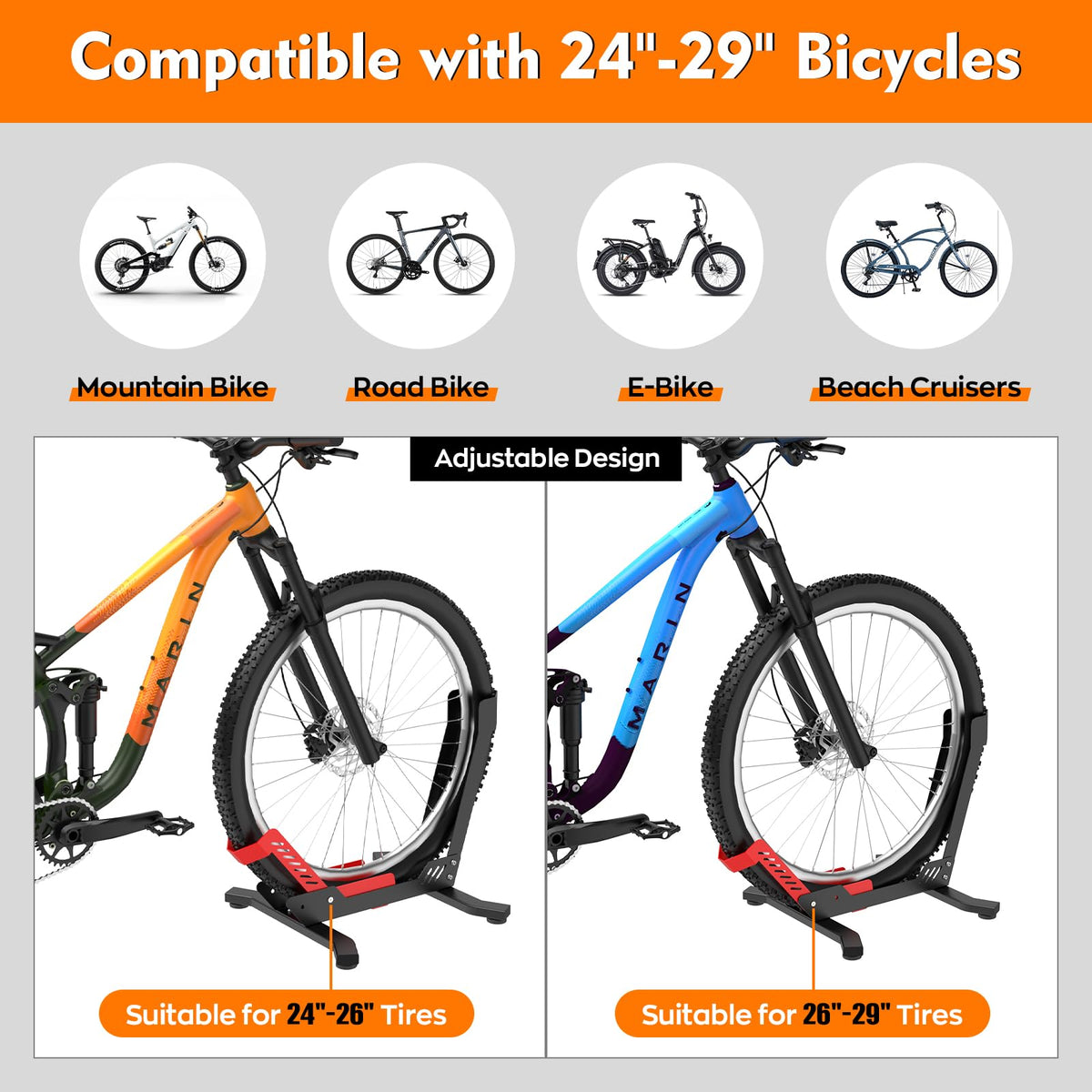 ALIXUEQIN bike stand floor rear view with stable non-slip feet