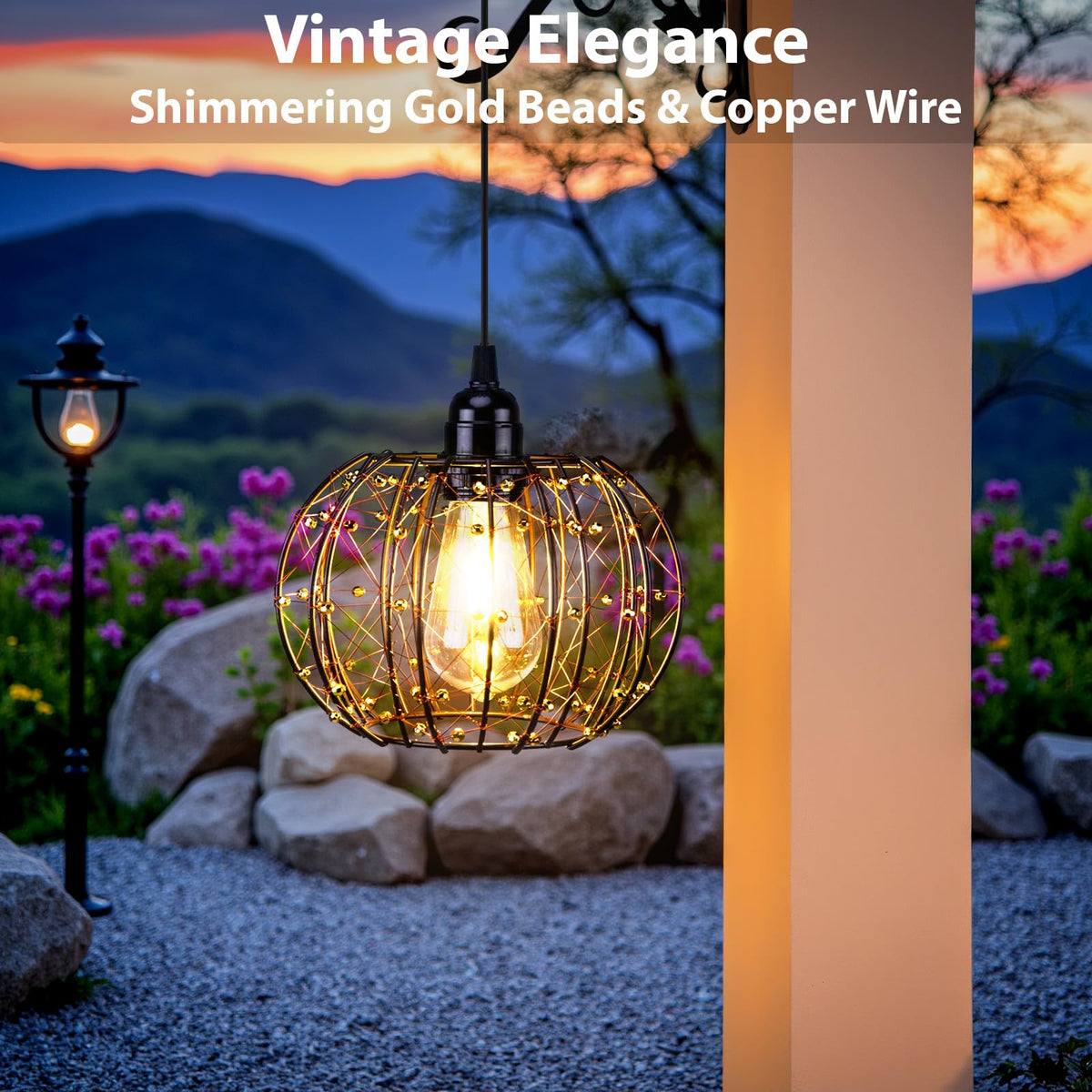 ALL FORTUNE warm white Edison bulb glow enhances porch ambience.
