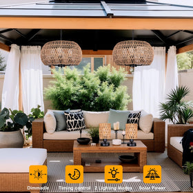 All Fortune boho rattan solar chandelier for gazebo lighting