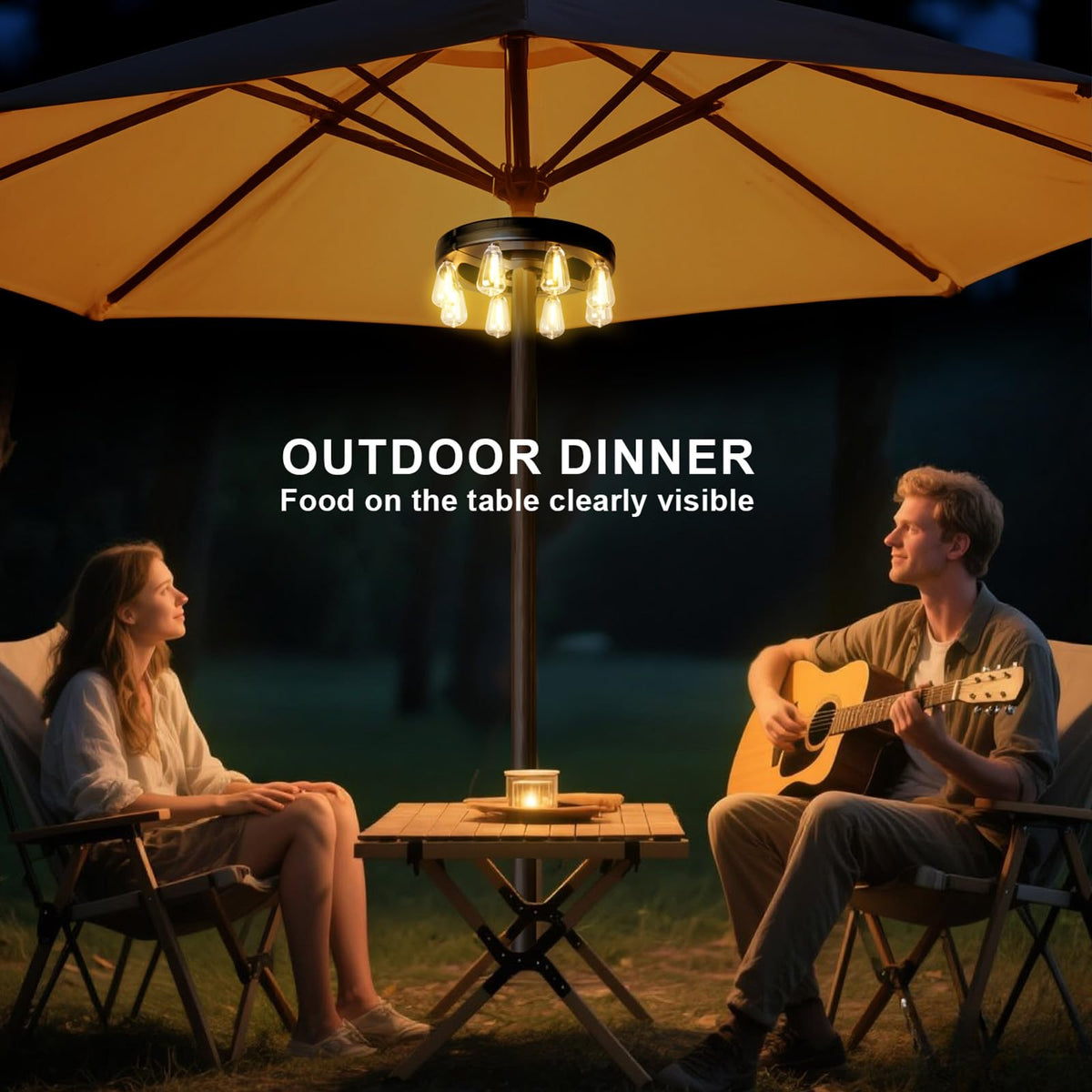 ALL FORTUNE umbrella light is ideal for camping or backyard BBQ nights.