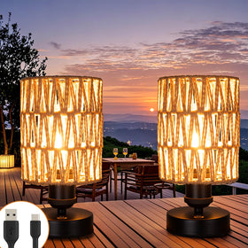 All Fortune cordless table lamp on patio with dimmable light