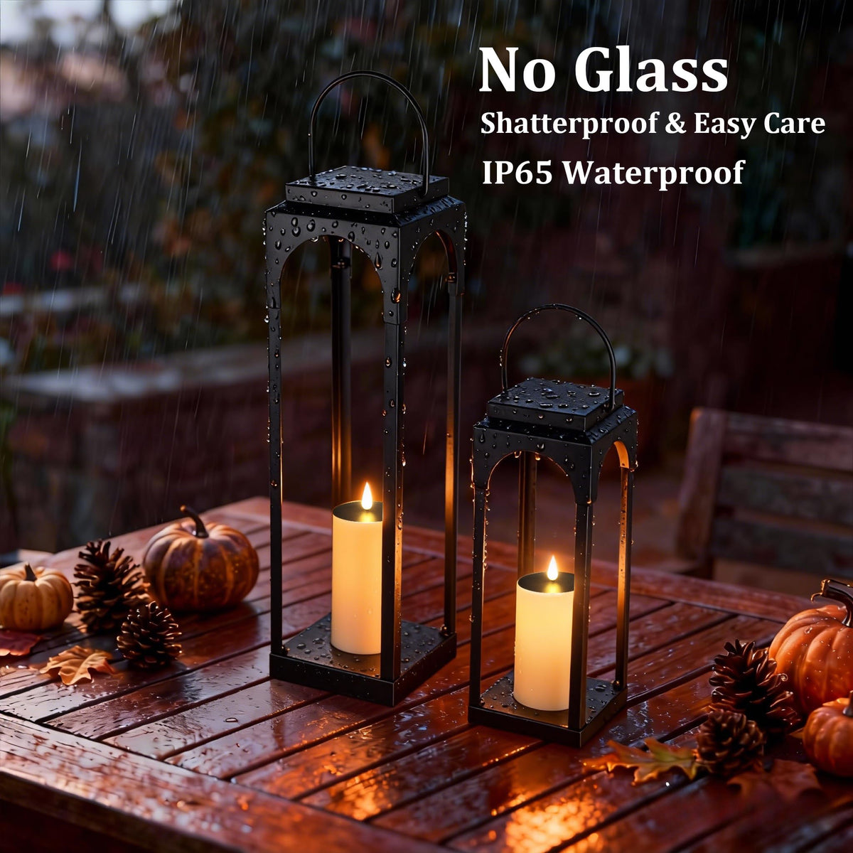 ALL FORTUNE candle flicker mode creates realistic ambience for outdoor dining