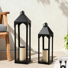 ALL FORTUNE large solar outdoor lantern 24in with warm glow enhances porch ambience