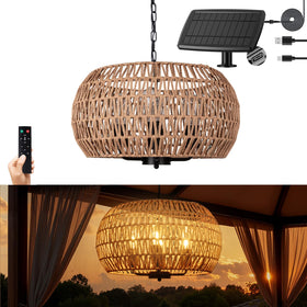 All Fortune outdoor solar chandelier 4-light 19in casts warm boho glow