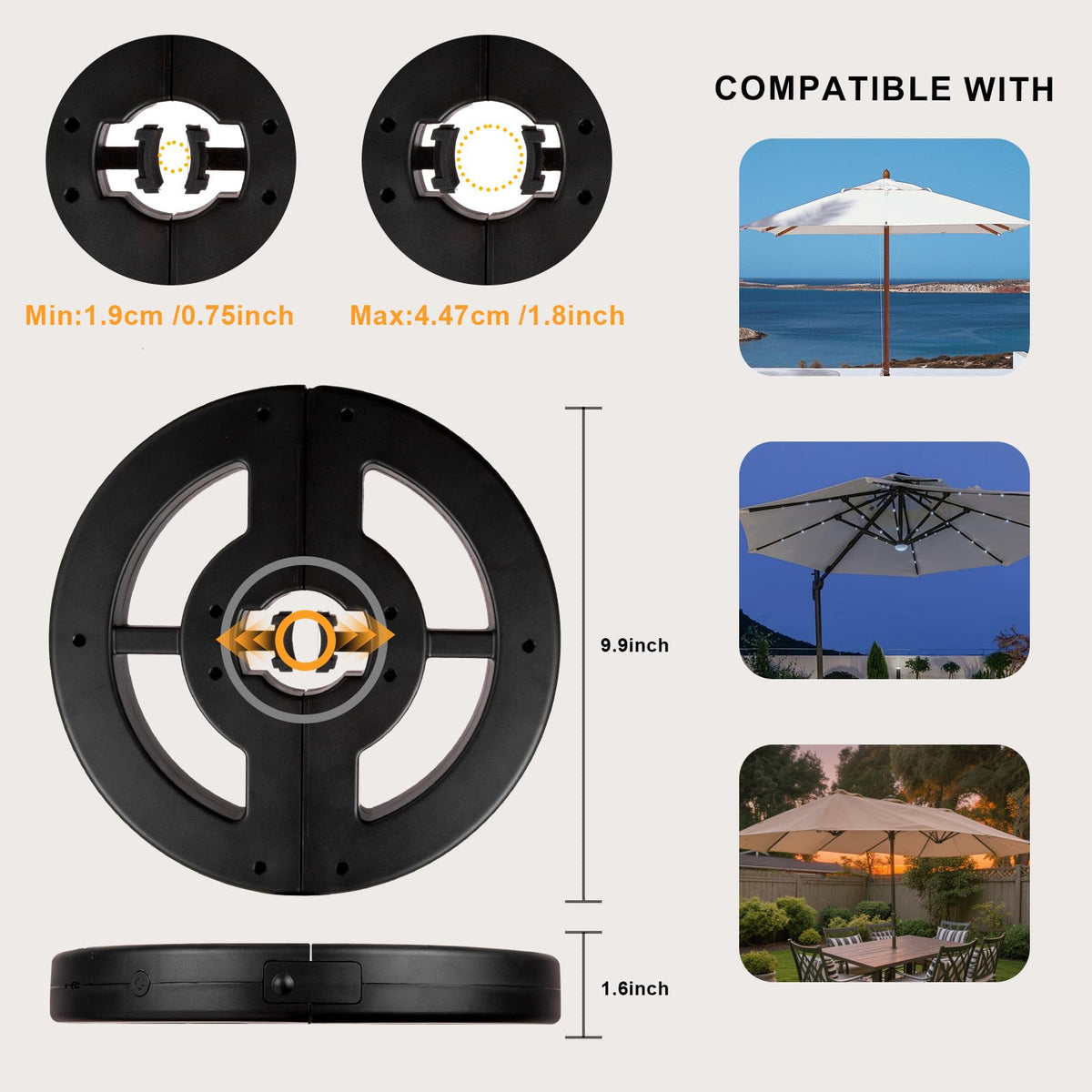 ALL FORTUNE outdoor umbrella light includes a timer to conserve power.