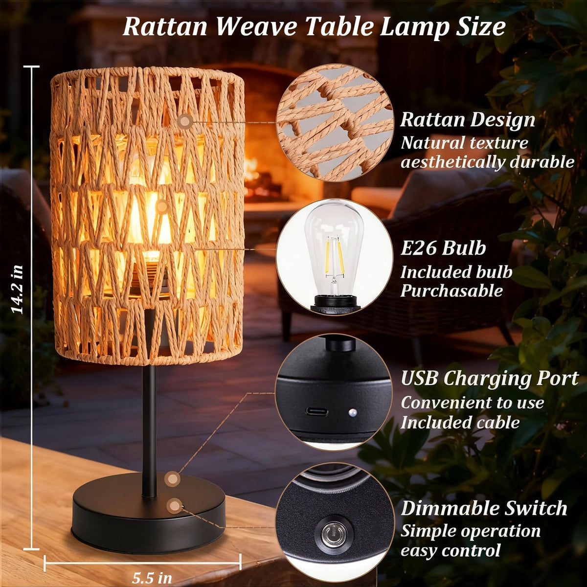 ALL FORTUNE set of two beige rattan lamps for cohesive décor