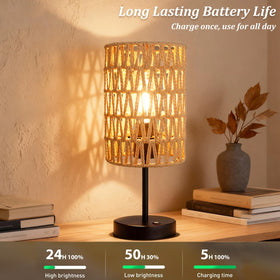 ALL FORTUNE dimmable lamp beige rattan adjusts brightness for any mood