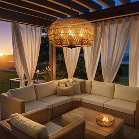 All Fortune solar chandelier features timer function for automatic lighting