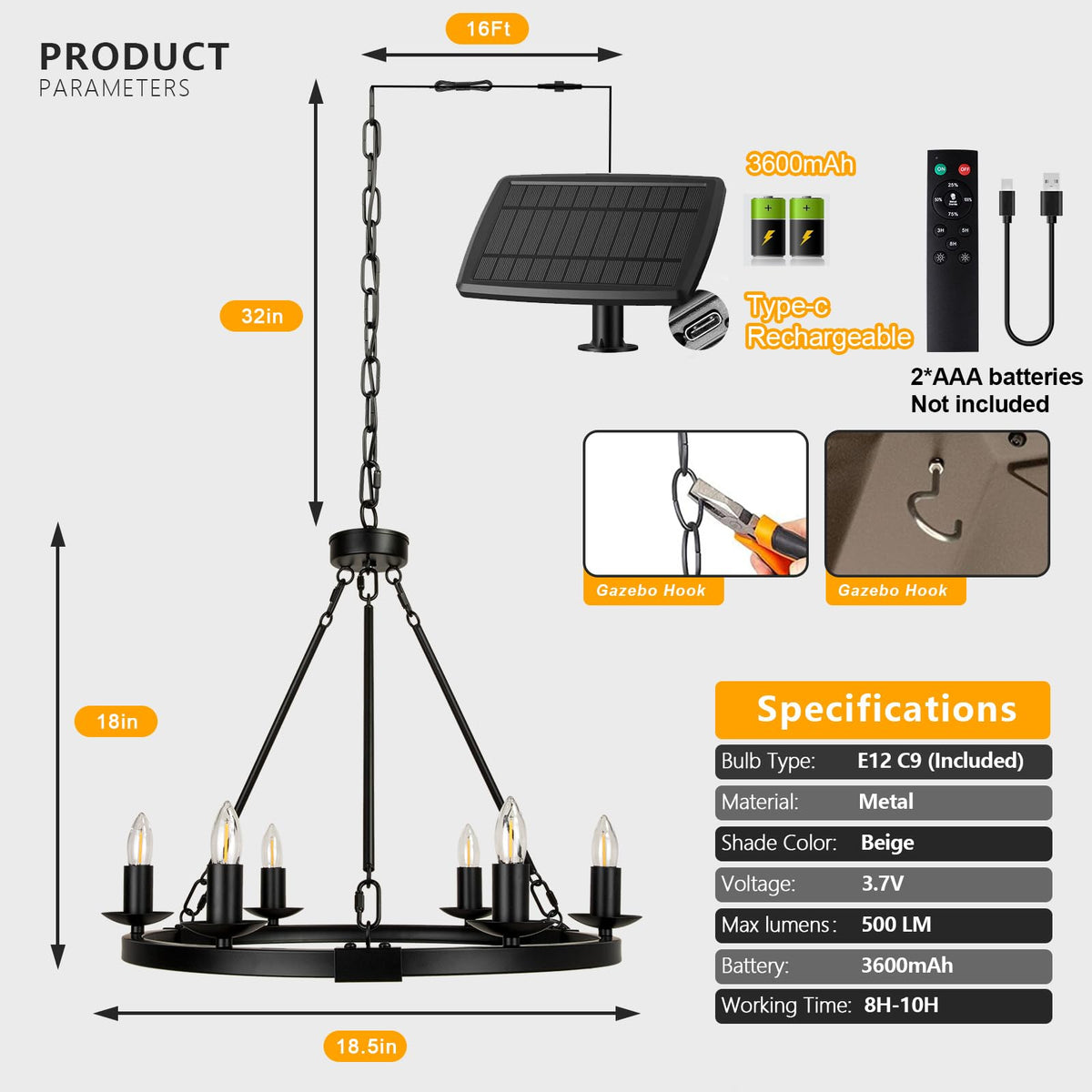 ALL FORTUNE solar dimmable LED chandelier for versatile ambiance