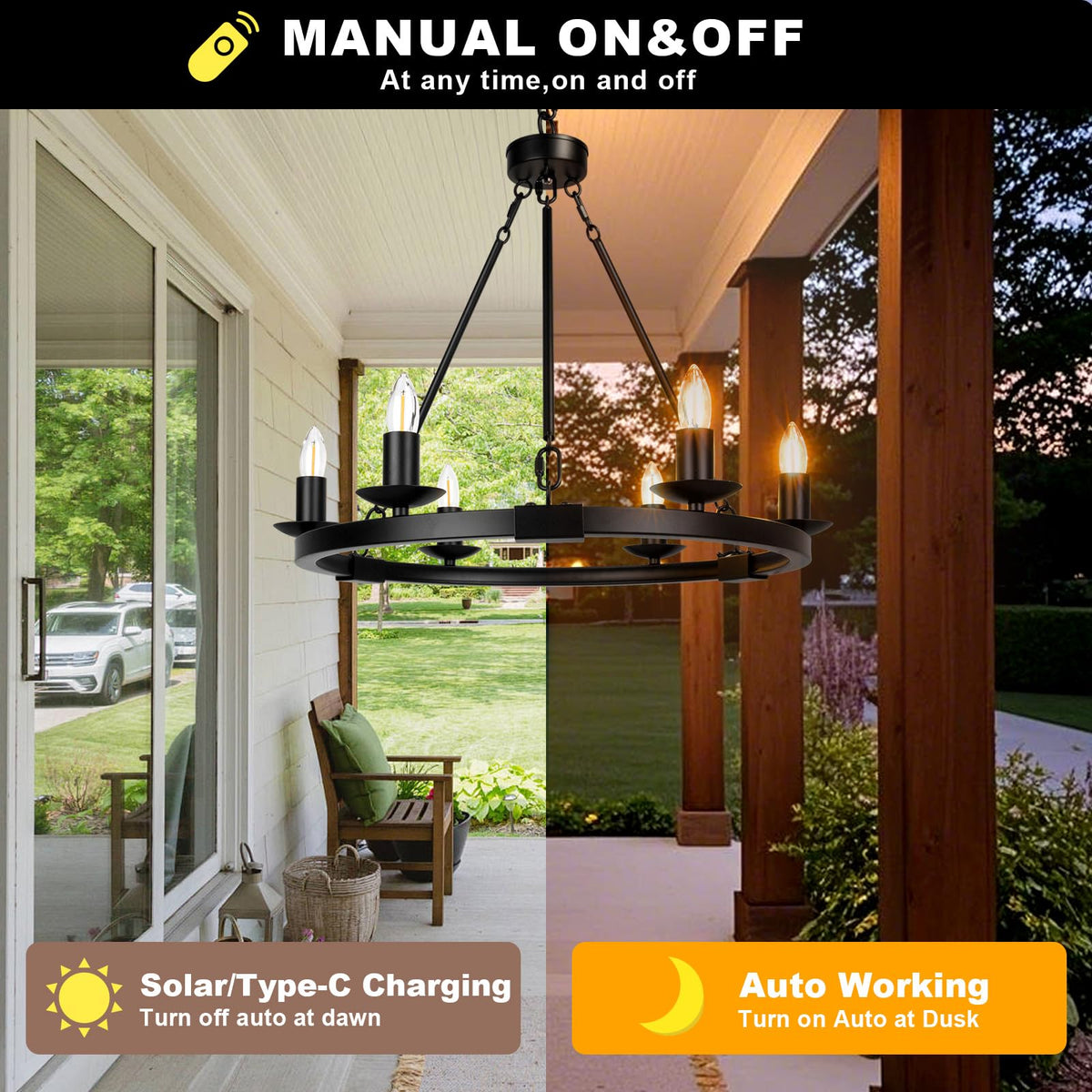 ALL FORTUNE solar pergola pendant light adds farmhouse charm