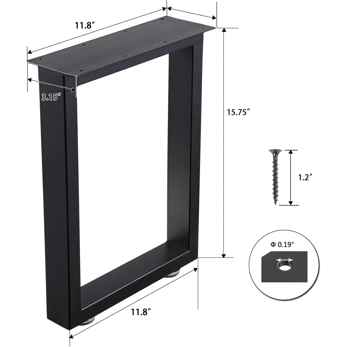 ALLCOS table legs with black baking finish for durable furniture.
