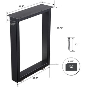 ALLCOS table legs with black baking finish for durable furniture.