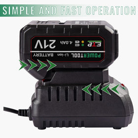ALLEN ADMONDS 21V base charger showing LED indicator aids quick status checks.