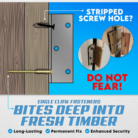 Allen's Trading Co. Eagle Claw 8x9-3in screws for deeper, stronger hinge fixes
