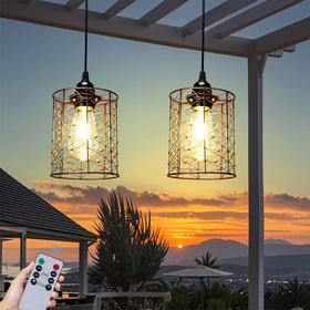 ALL FORTUNE battery hanging light with copper weave for warm, elegant ambient lighting outdoors.