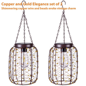 All Fortune solar lantern with gold beads adds festive glow to porches and gazebos
