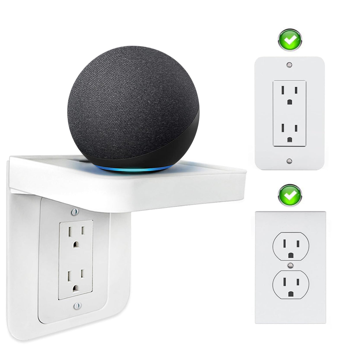 ALLICAVER Outlet Shelf Wall Mount keeps charging essentials neatly organized in the bathroom.