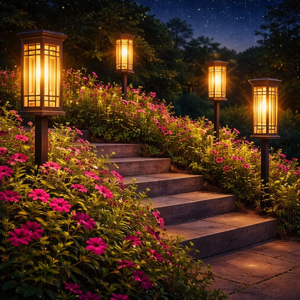 ALLIVING 8-pack solar lights outdoor set provides warm walkway illumination for safe night travel