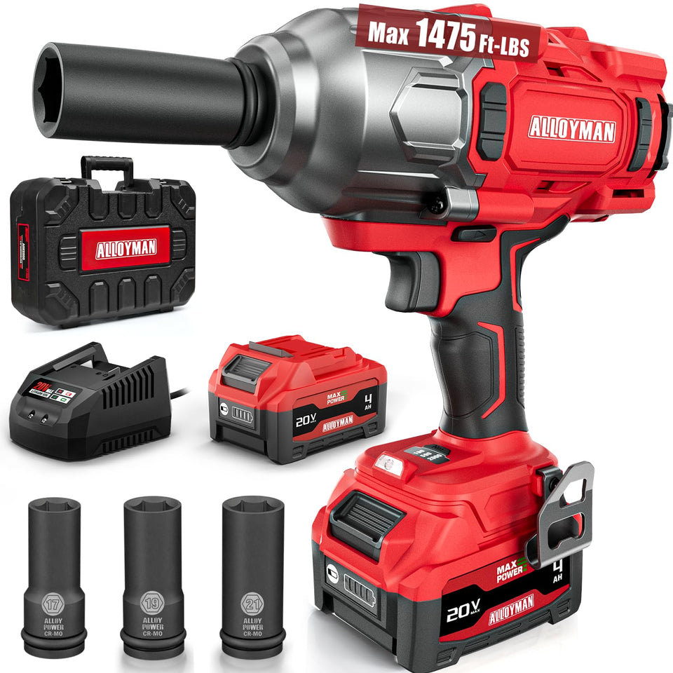 Alloyman cordless impact wrench showing 2000Nm torque for tough fasteners