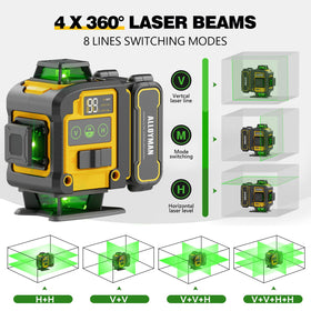 Alloyman laser level 360-degree beams provide horizontal and vertical reference