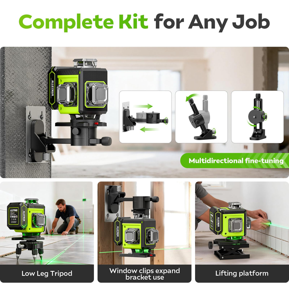Rotating magnetic bracket with Alloyman level provides quick positioning