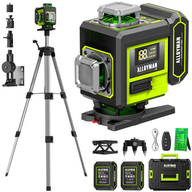 Alloyman laser level on an adjustable-height tripod for precise indoor alignment
