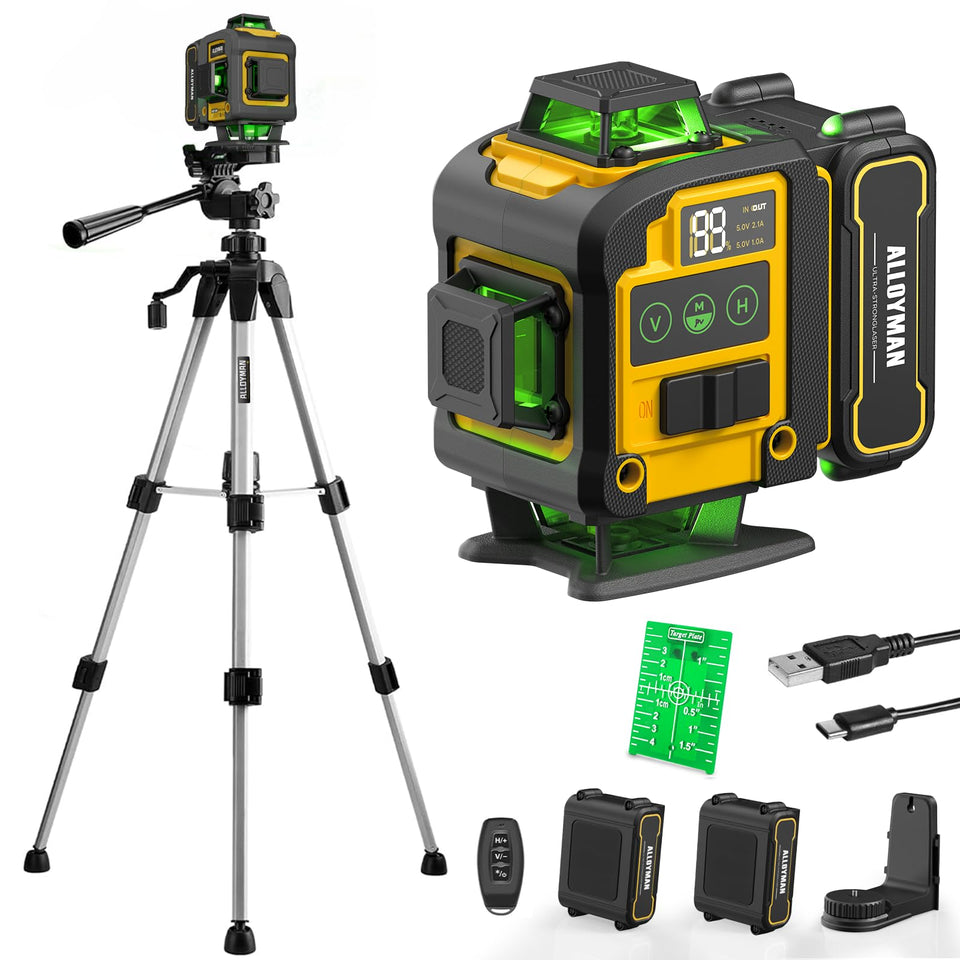 Alloyman laser level with tripod setup for precise alignment