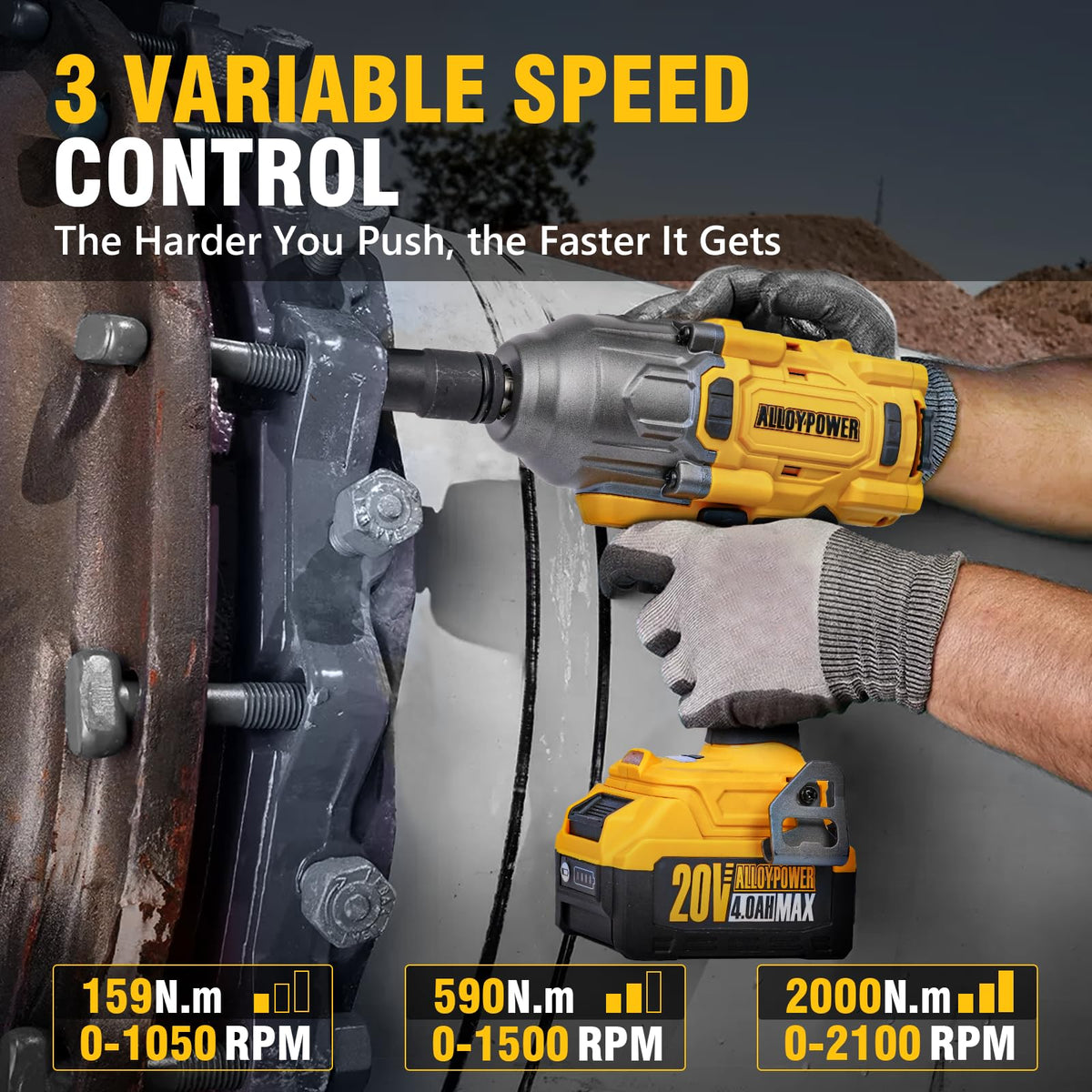 Fast charger included with ALLOYPOWER wrench kit