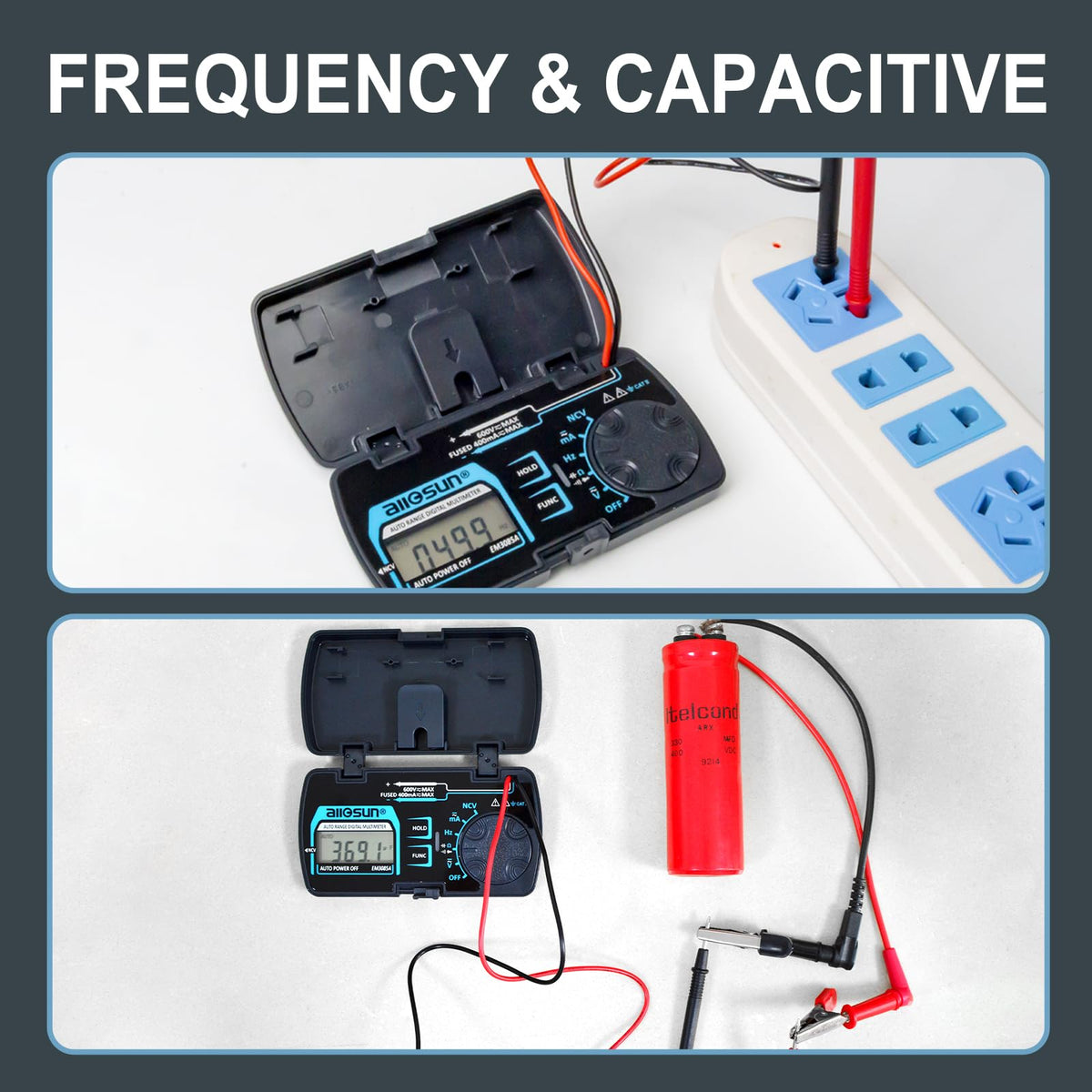 Allsun device conducting a continuity test during electronics repair