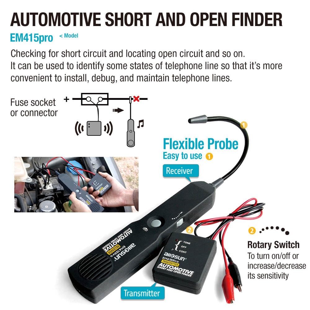 allsun EM415Pro automotive diagnostic tool consolidates multiple functions for on-the-go use.