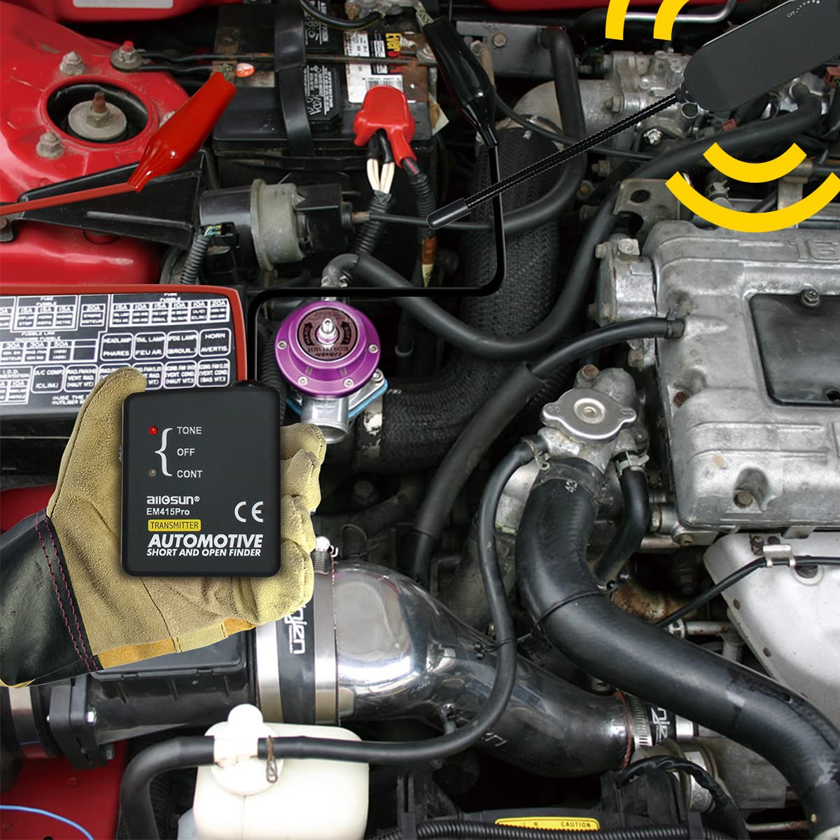 allsun EM415Pro durable toolset designed for automotive electrical troubleshooting.