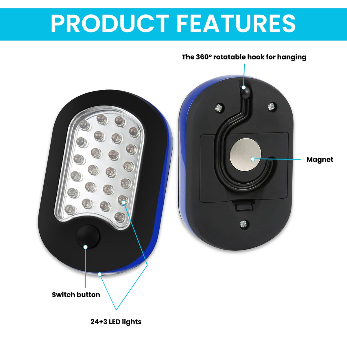 AlltroLite 3-Pack LED work light with magnetic back for hands-free use