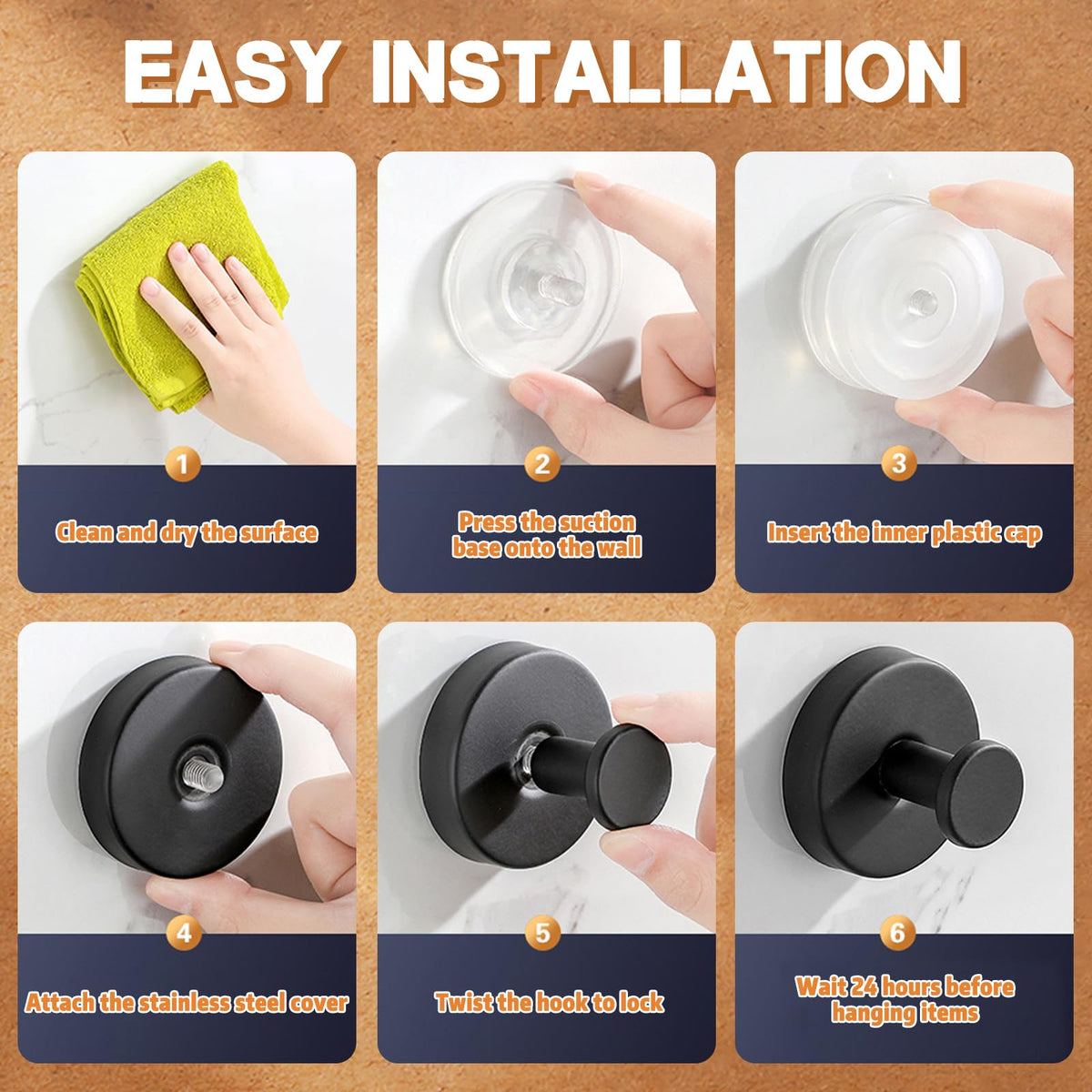 AllVANA suction hook for kitchen utensils keeps counters clear.