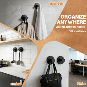 AllVANA suction hook on mirror for quick, damage-free organization.