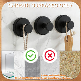 AllVANA suction hook on tile wall supports lightweight storage.