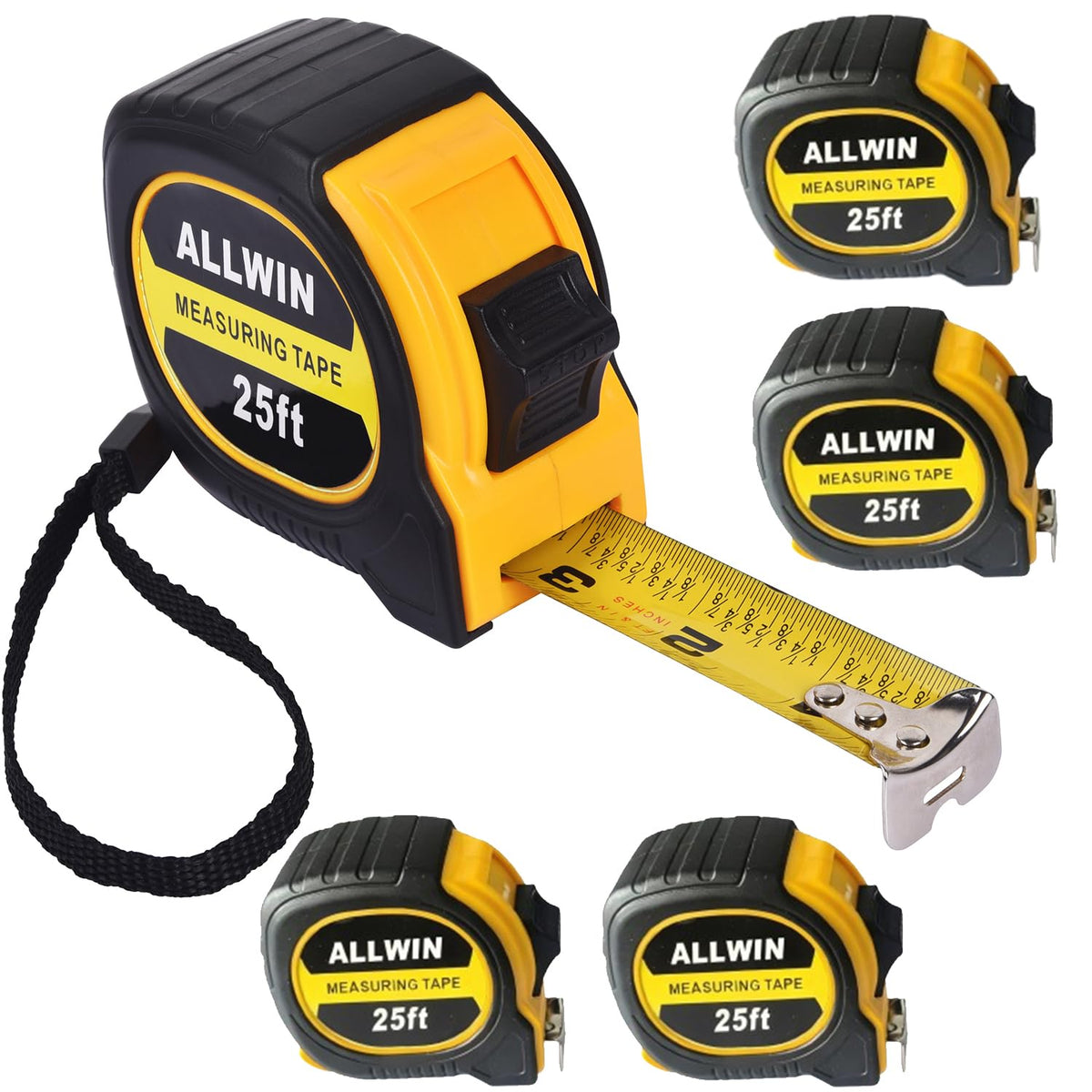 ALLWIN 5-pack 25ft tape measure blade for high-visibility, precise on-site measurements.