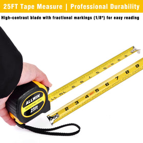 ALLWIN 5-pack 25ft tape measure fractions-1-8 for quick, accurate readings.