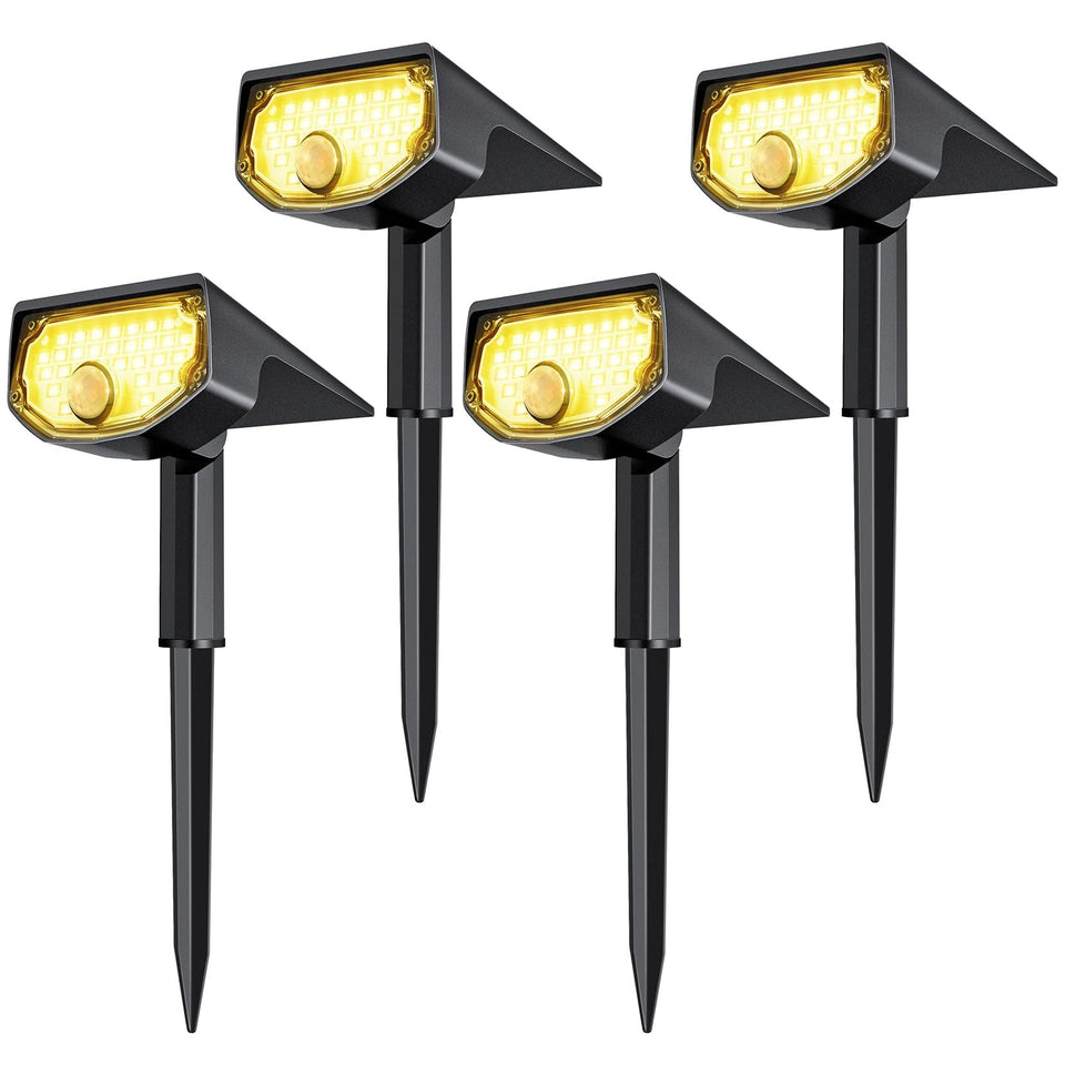 AloftSun motion sensor spotlight brightens garden paths at night with broad 160° coverage.