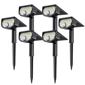 AloftSun solar motion sensor outdoor lights pack provides bright yard illumination at night