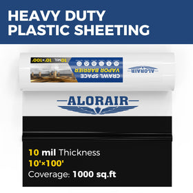 ALORAIR 10 mil vapor barrier roll demonstrating heavy-duty polyethylene durability.