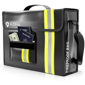 Alorva fireproof bag with locking zipper for secure transport.