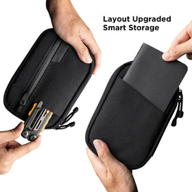 Zippered external compartment keeps cards and passport secure on travel.