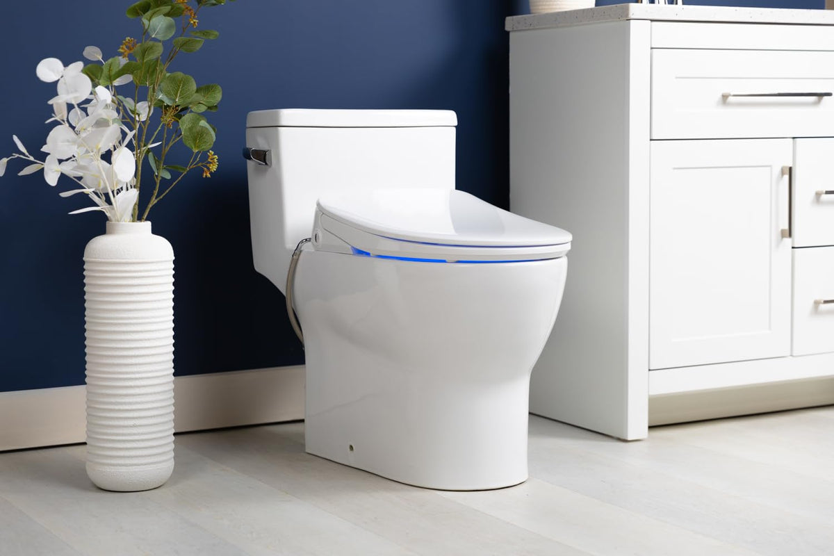 ALPHA BIDET iX Pure arc-nozzle close-up demonstrates precise, durable cleansing with stainless steel design.
