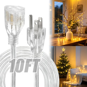 Alphatool 3-prong clear extension cord main view for discreet decor.