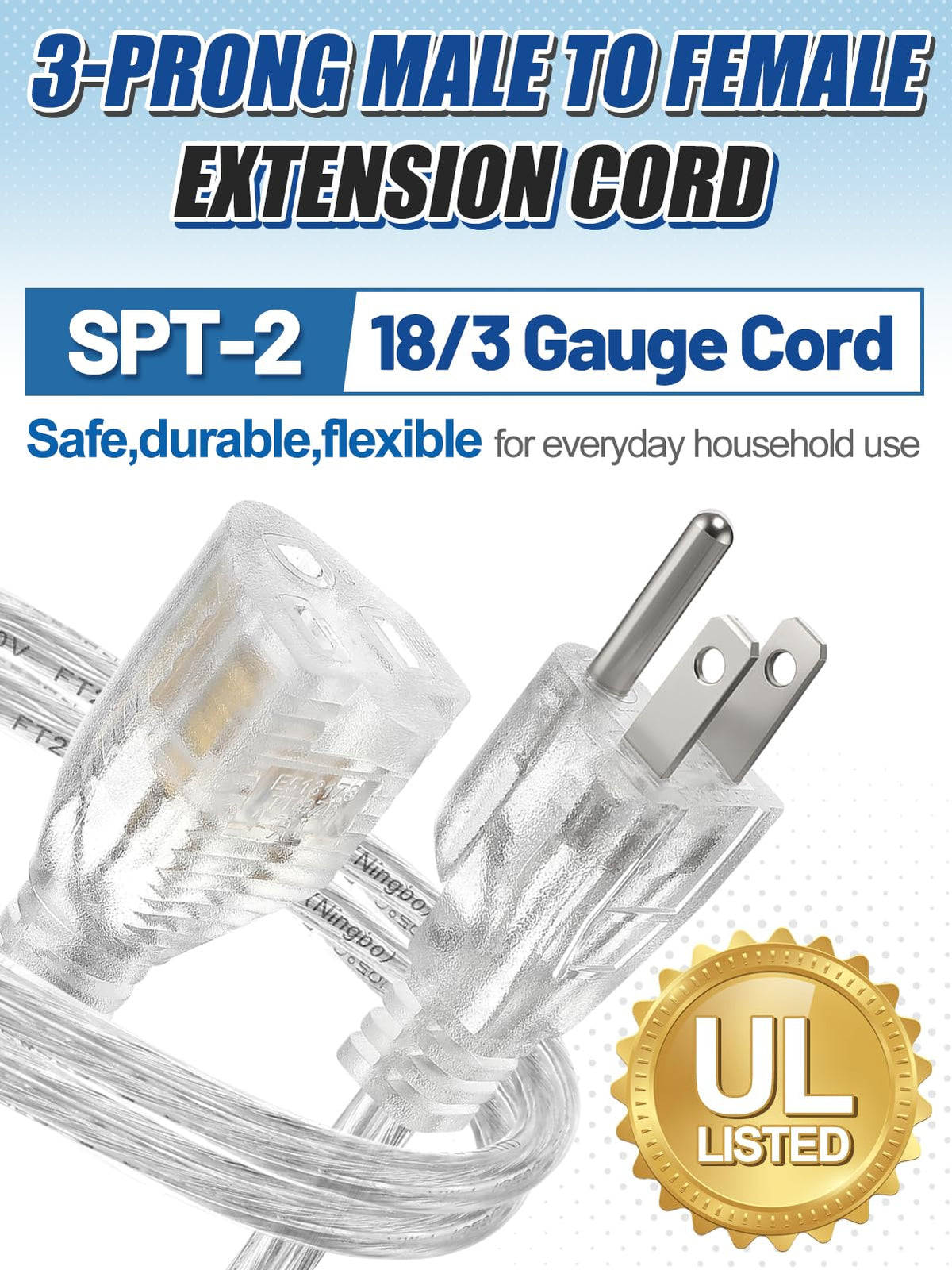 Alphatool 6ft clear extension cord shown in compact setup.