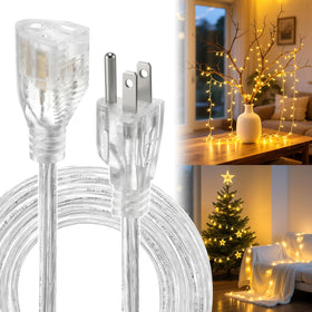 Alphatool holiday lighting with clear extension cord for neat decor.